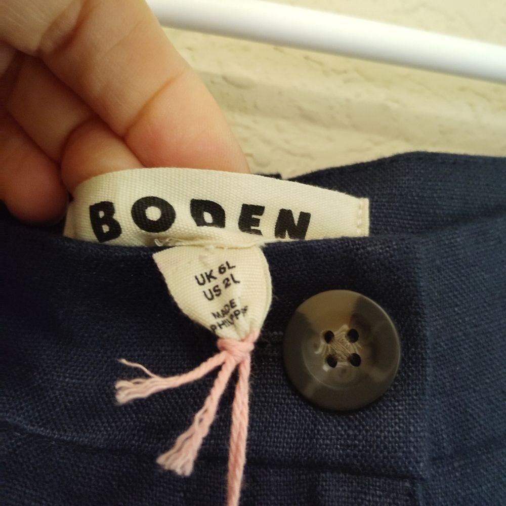 Boden Westbourne Navy Linen wide Leg Trouser Pant Sz 2L - Picture 6 of 13